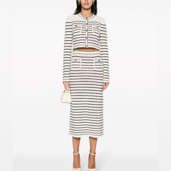 Sandro Set Striped Knit midi skirt and cardigan size 34 - Picture 10 of 10